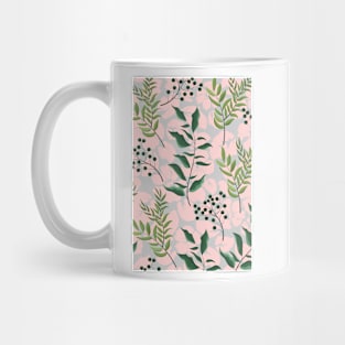 Pink and green leaf flower pattern Mug